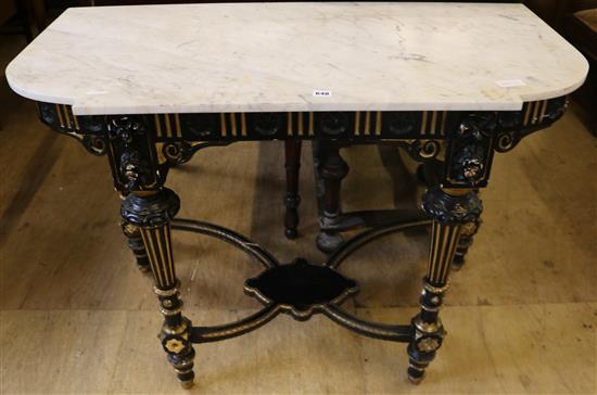 Victorian marble topped  ebonised side table